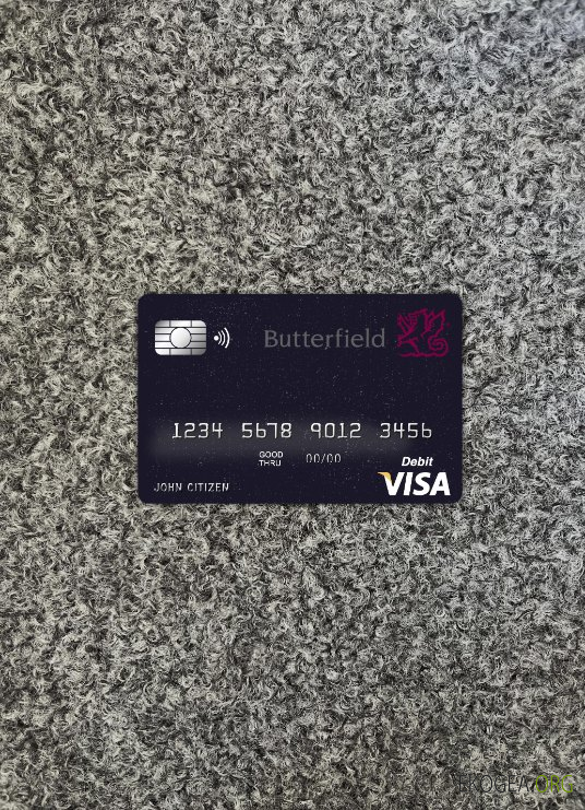 Photolook de la carte visa bancaire Butterfield de la Barbade avant